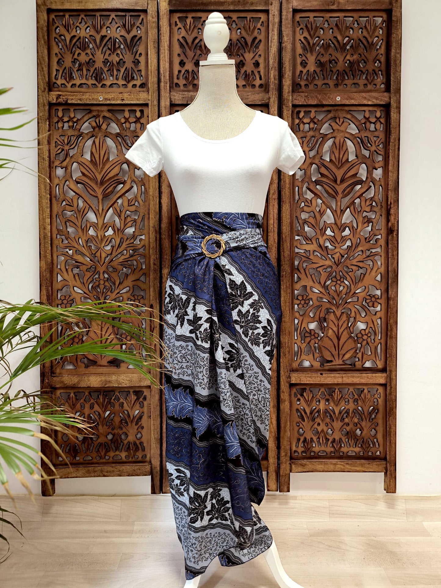 Wikkelrok sarong Navy(met gesp)