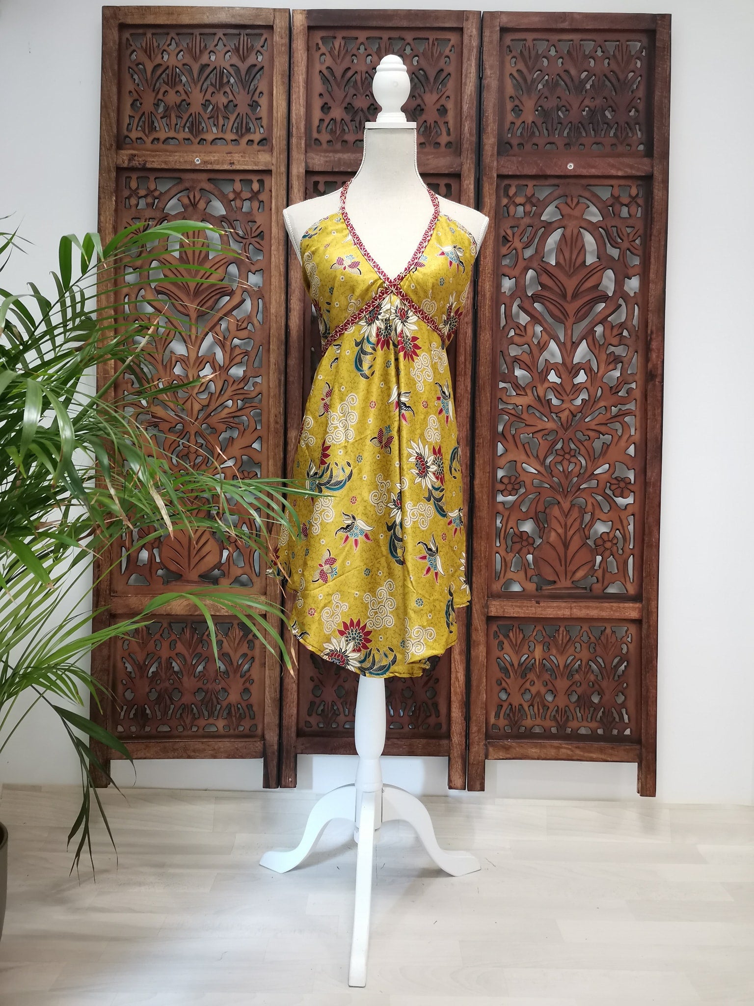 Korte zomerjurk/lange top, piramide vorm variant 9, geel – Sarong