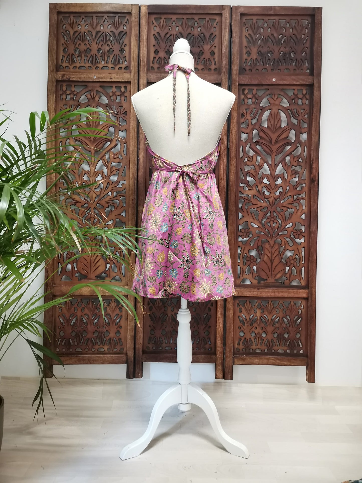 Korte zomerjurk/lange top, piramide vorm variant 15, roze