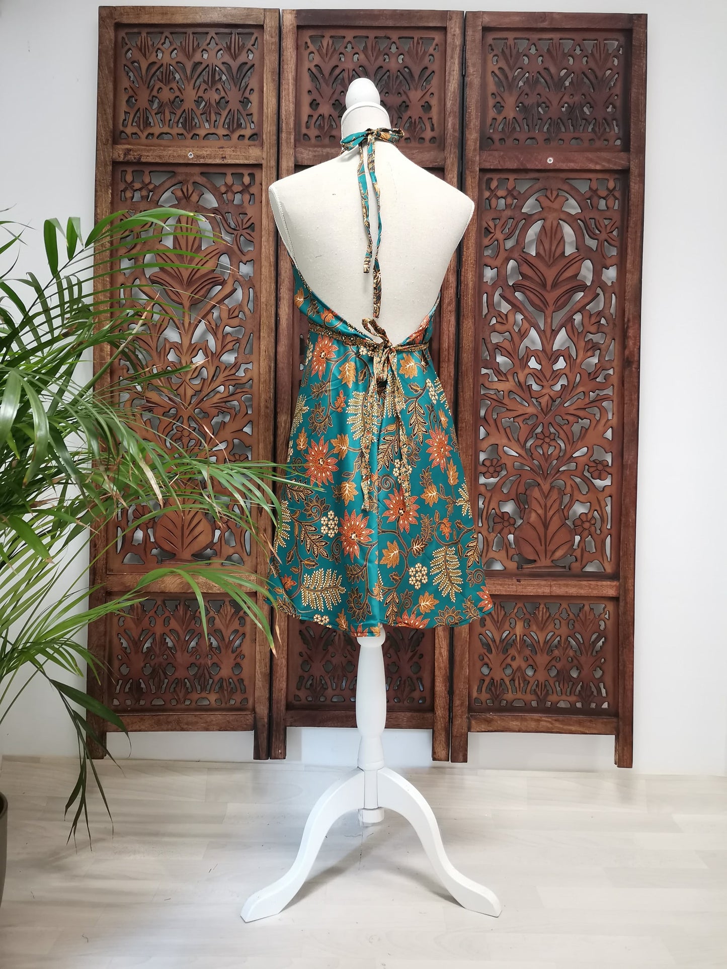Korte zomerjurk/lange top, piramide vorm variant 20, groen
