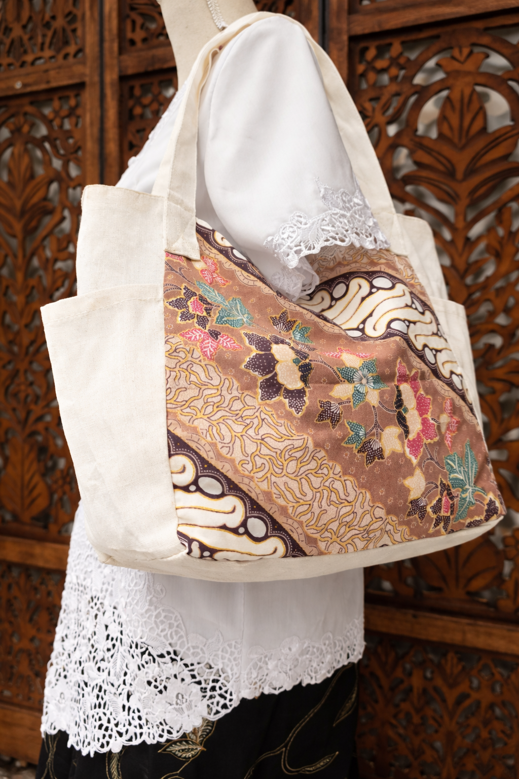 Canvas tasje met batik