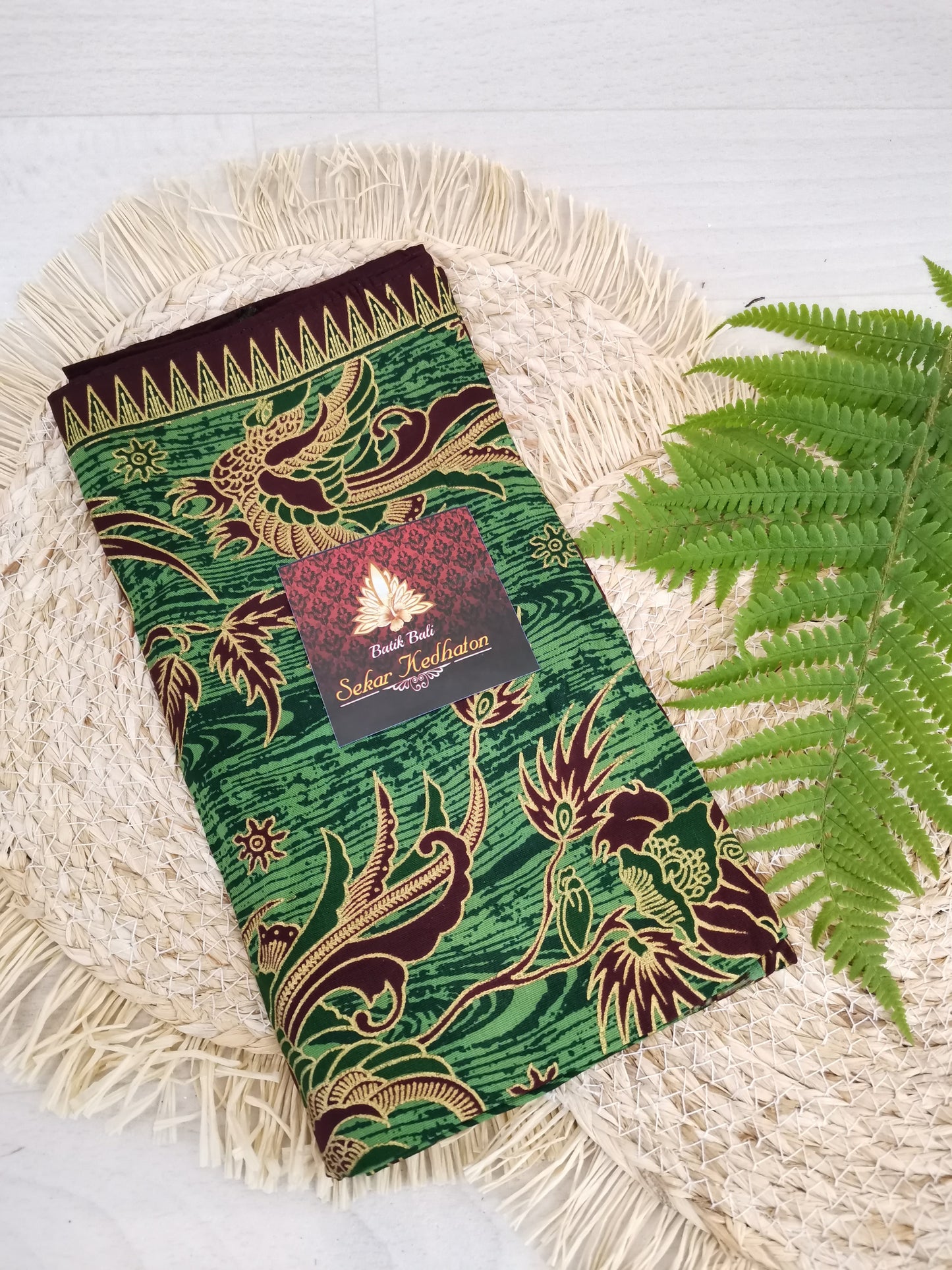 Traditionele sarong Prada Batik Bali - Feniks groen