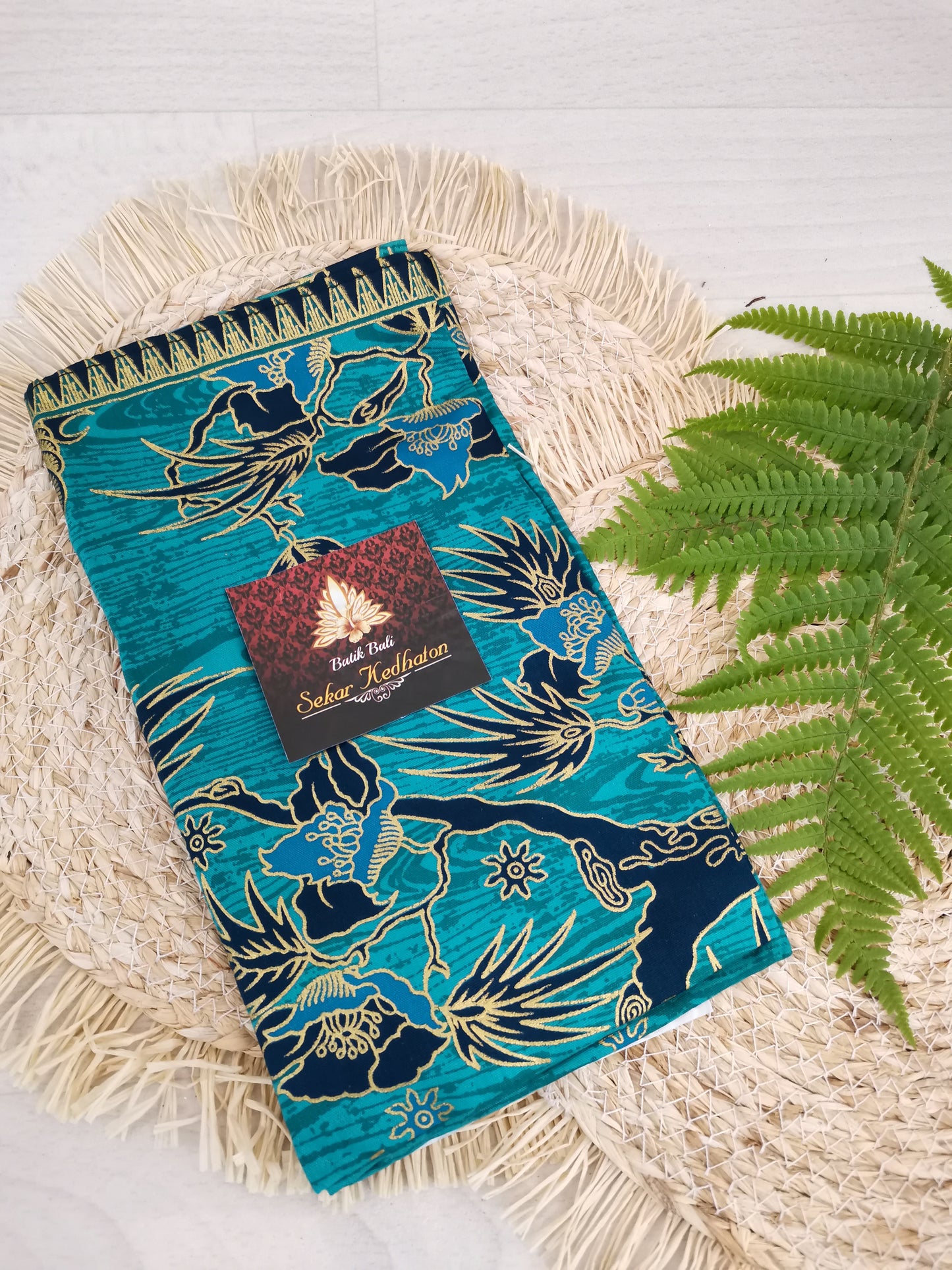 Traditionele sarong Prada Batik Bali - Feniks turquoise