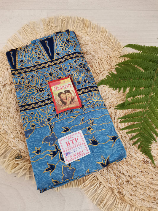 Traditionele sarong Prada Bali Adinda Ranting, grijsblauw met vogels