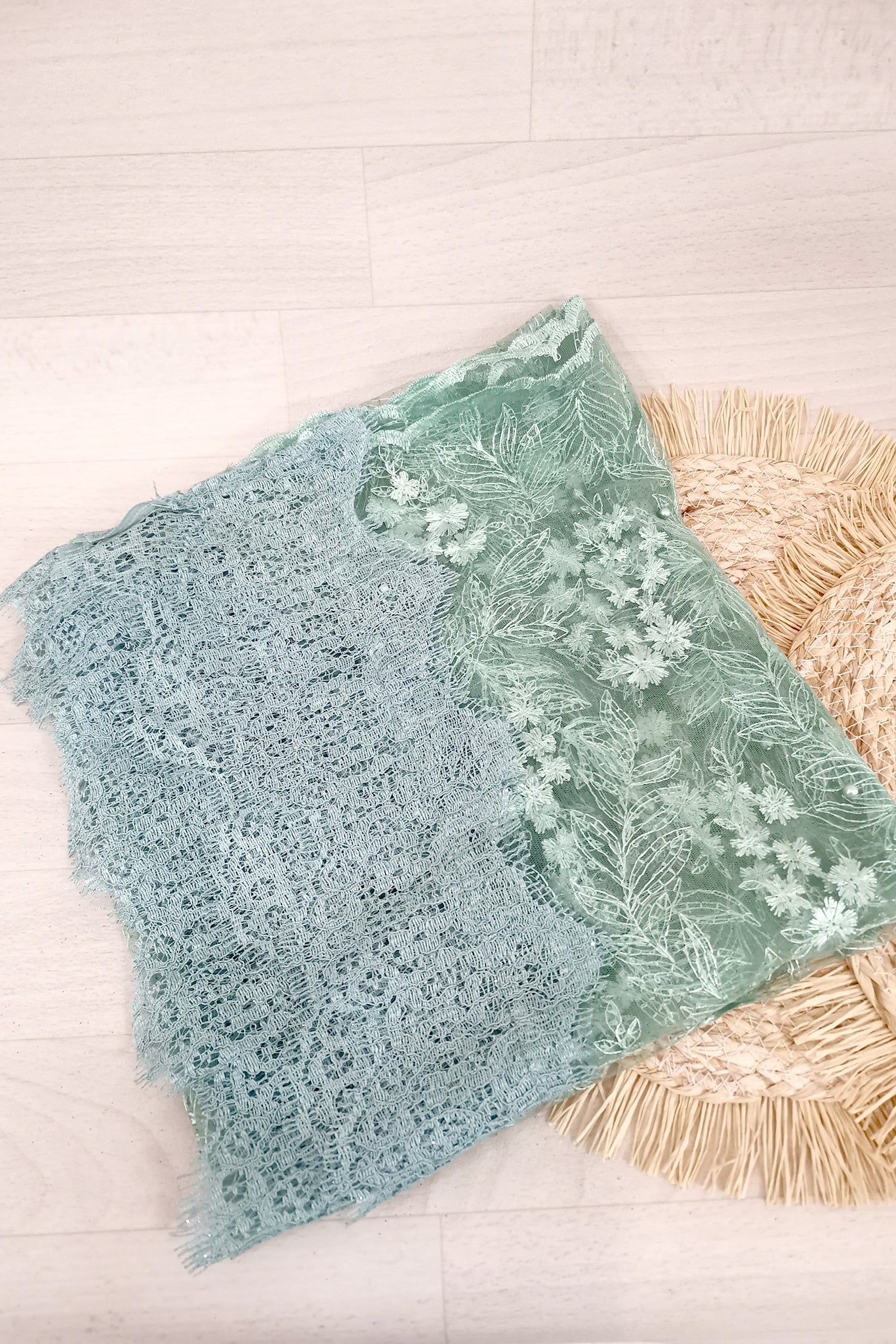 Ruime kebaya blouse, cape, mintgroen, ook voor grote maten