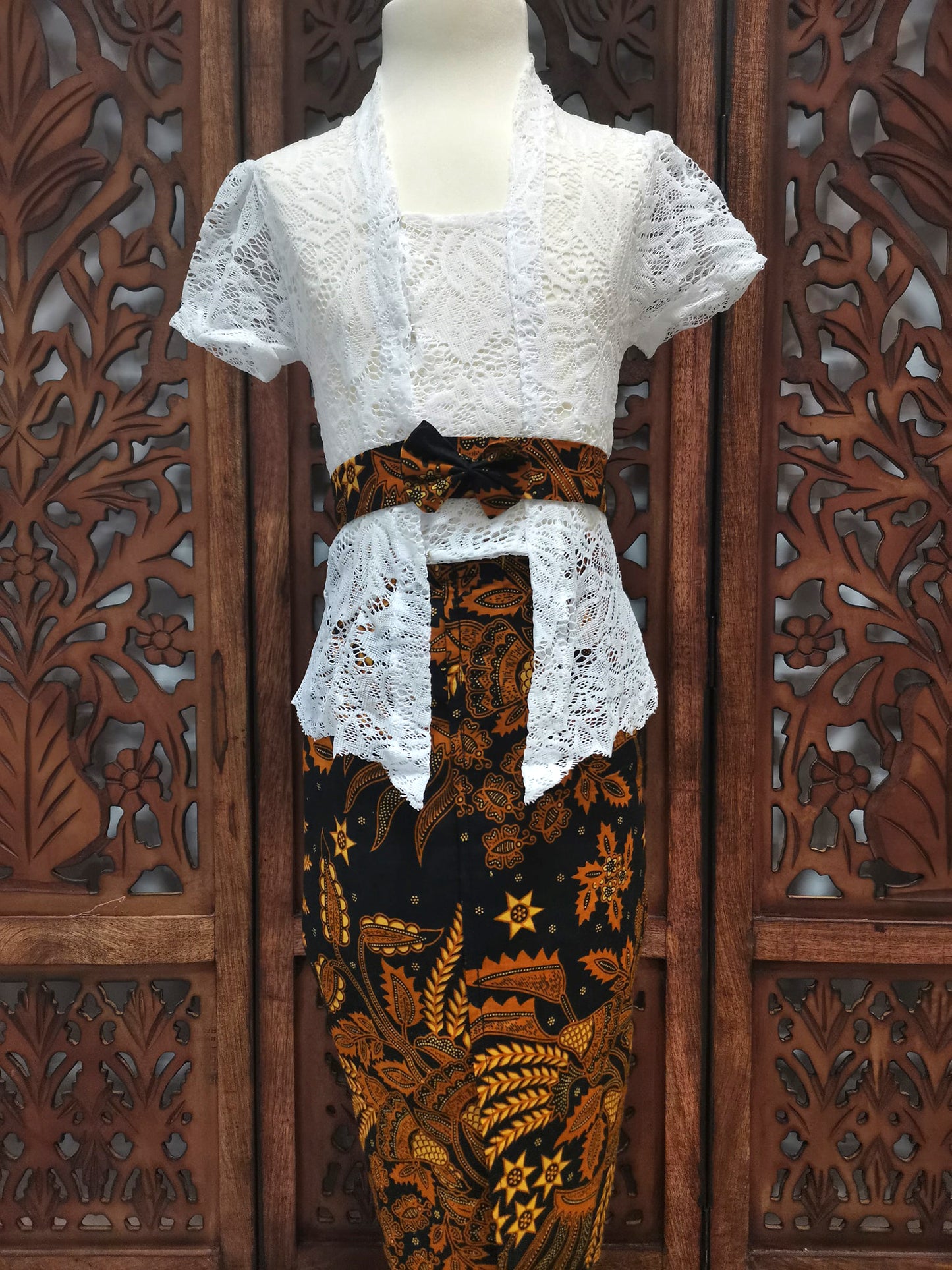 Set sarong en kebaya, wit, kindermaten