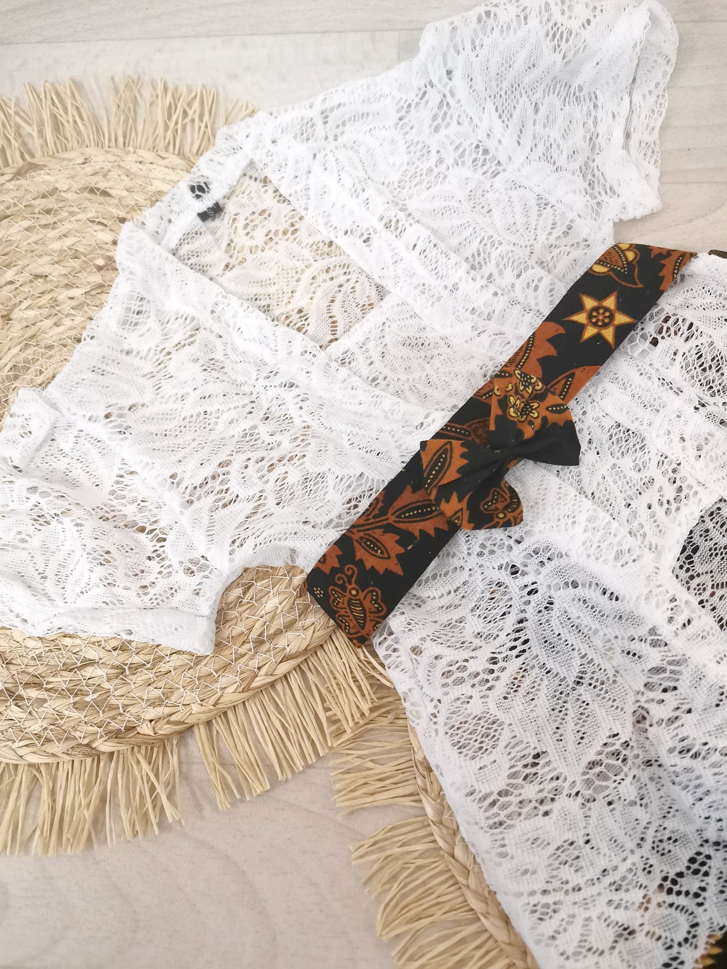 Set sarong en kebaya, wit, kindermaten