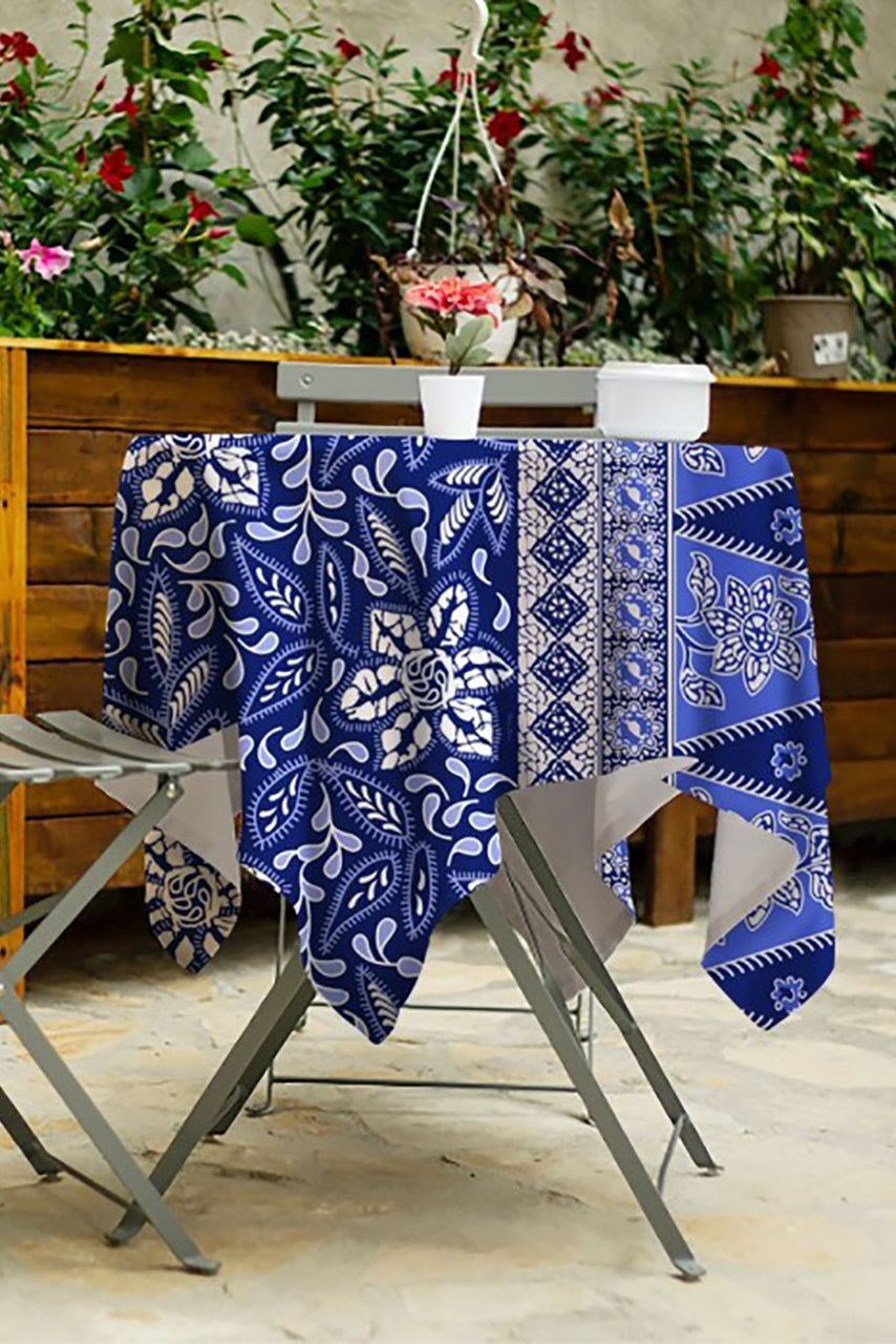 Tafelkleed songket blauw