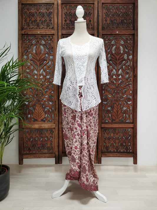 Wikkelrok sarong Flower Pink met gesp