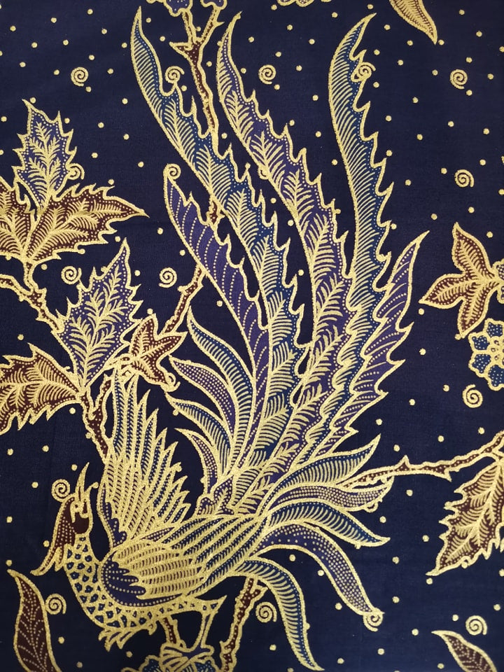 Traditionele sarong Prada Bali Batu Bulan Burung - Navy