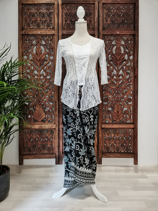 Wikkelrok sarong Paya zilver met gesp