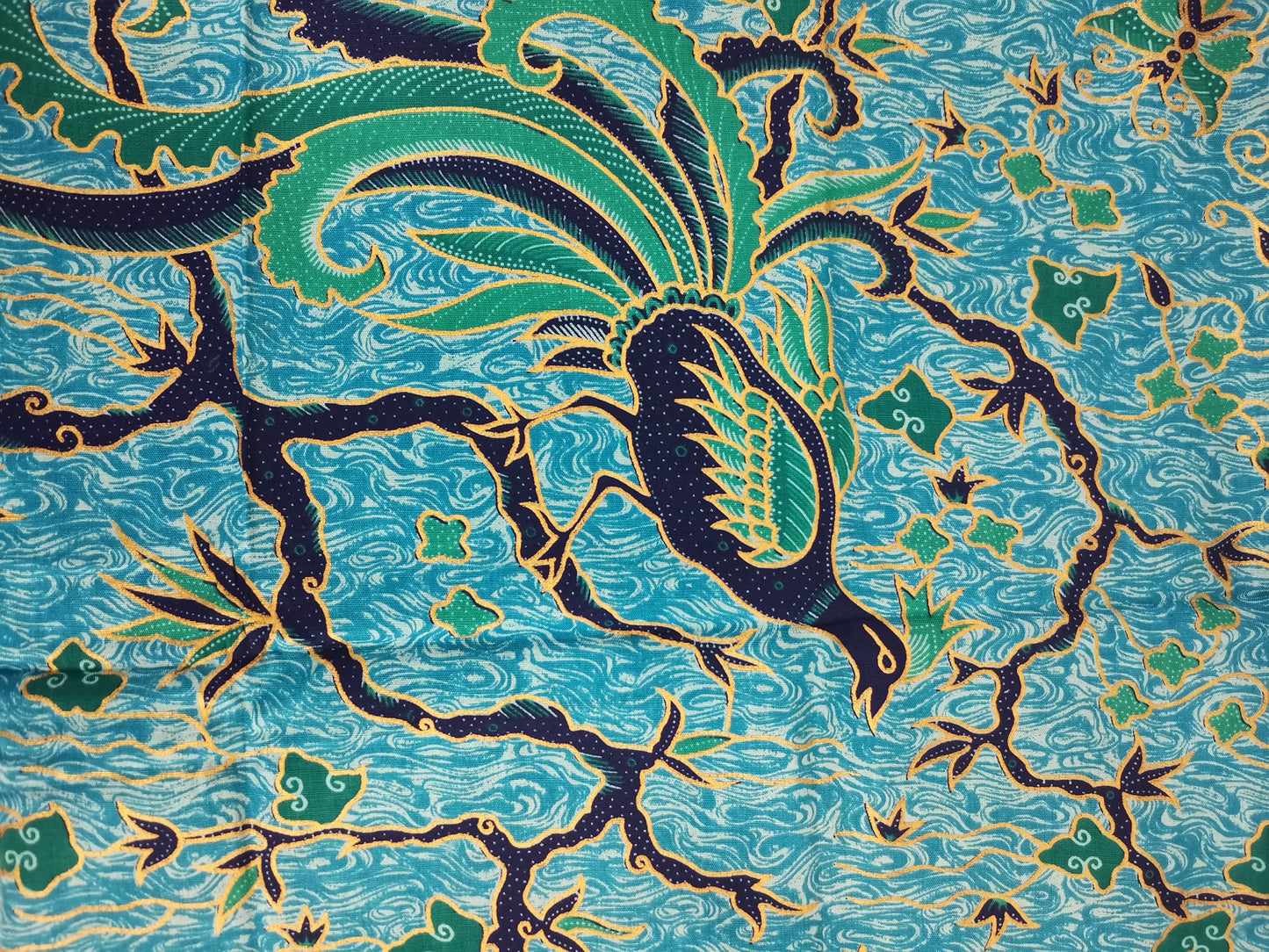 Traditionele sarong Prada Bali Adinda, lichtblauw met vogels