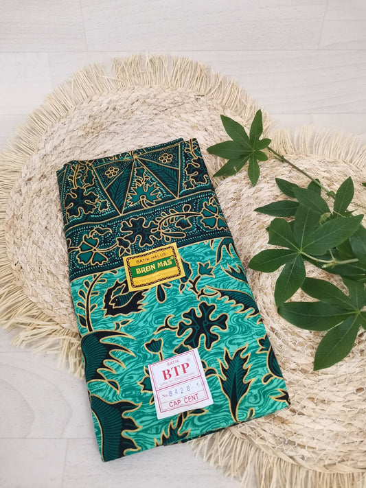 Traditionele sarong Prada Bali Burung, turquoise met vogels