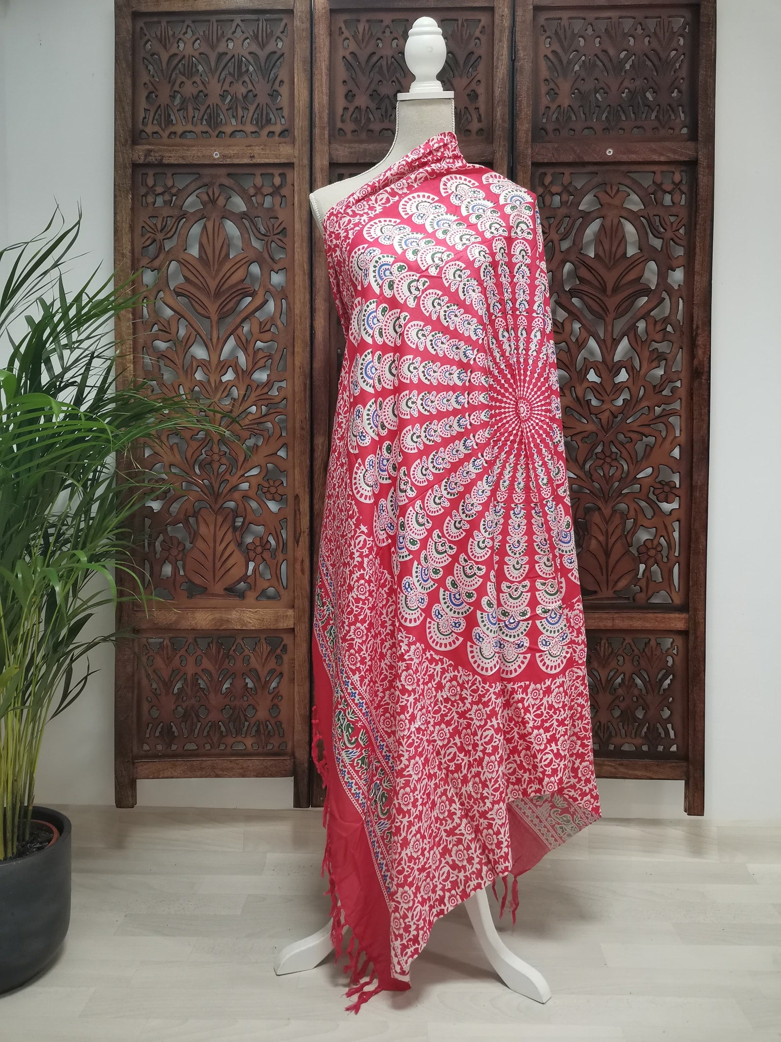 Pareo Sarong Mandalka Arancione Con Motivo Mandala, 165x110cm, Leggero E Versatile