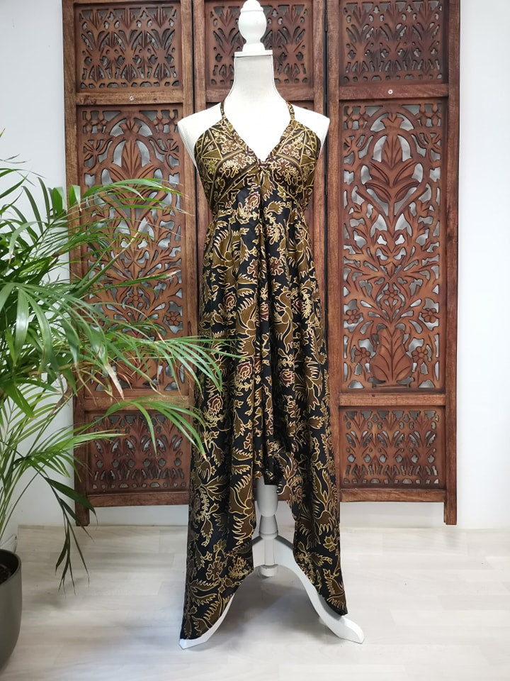 Jurk, zomerjurk, piramide vorm, oranje – Sarong Batik Jurk, zomerjurk, piramide vorm, oranje – Sarong Batik