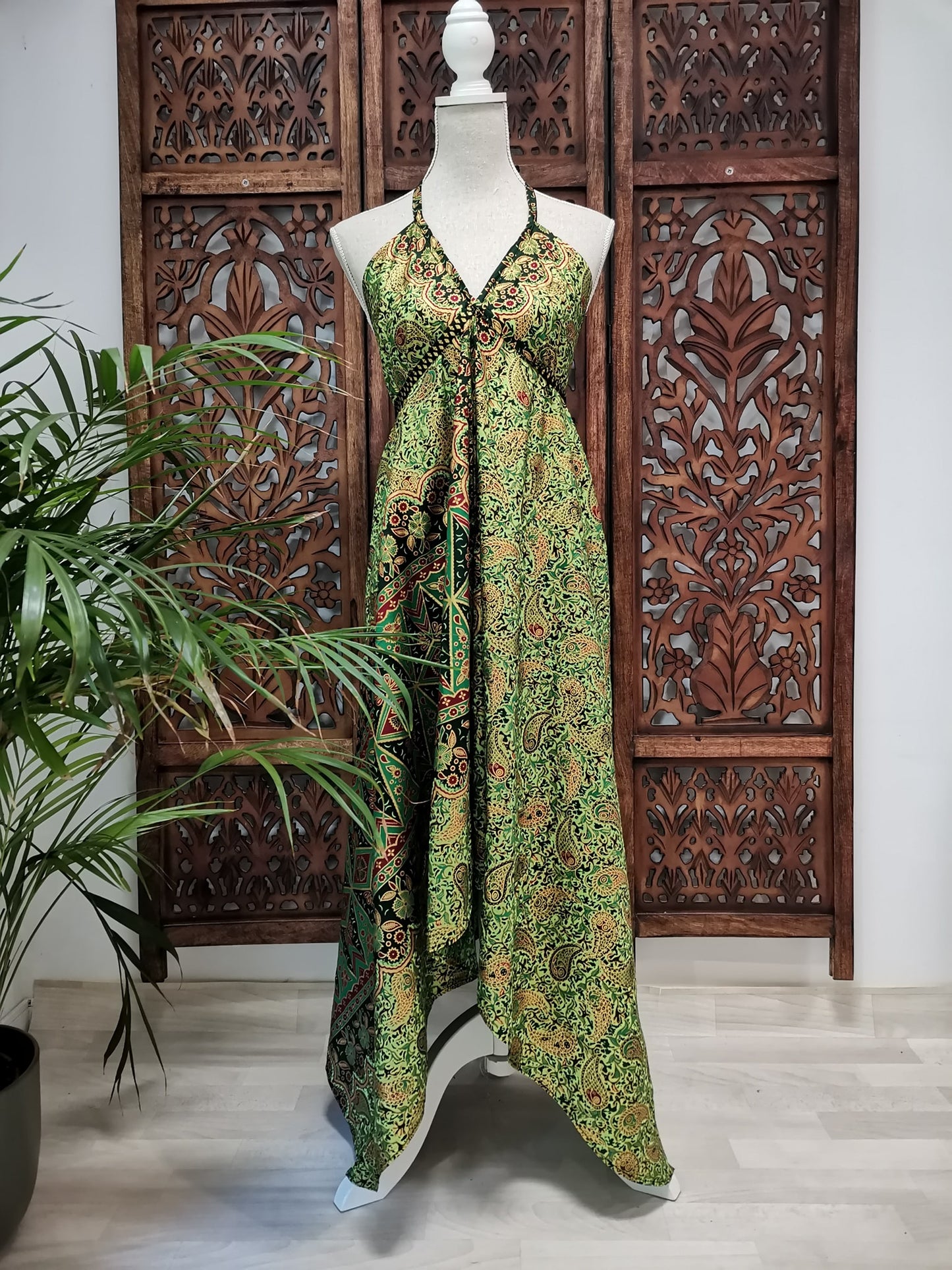 Jurk, zomerjurk, piramide vorm, groen