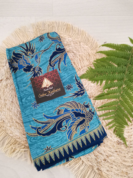 Traditionele sarong Prada Batik Bali - Feniks lichtblauw