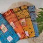Traditionele sarong Prada Bali Adinda, oranje met vogels