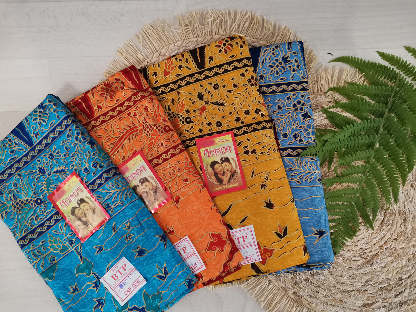 Traditionele sarong Prada Bali Adinda Ranting, grijsblauw met vogels