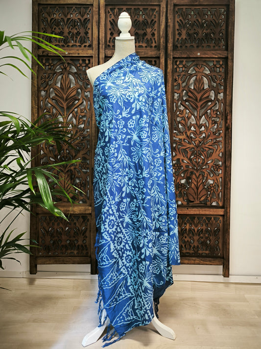 Pareo bloemen - blauw