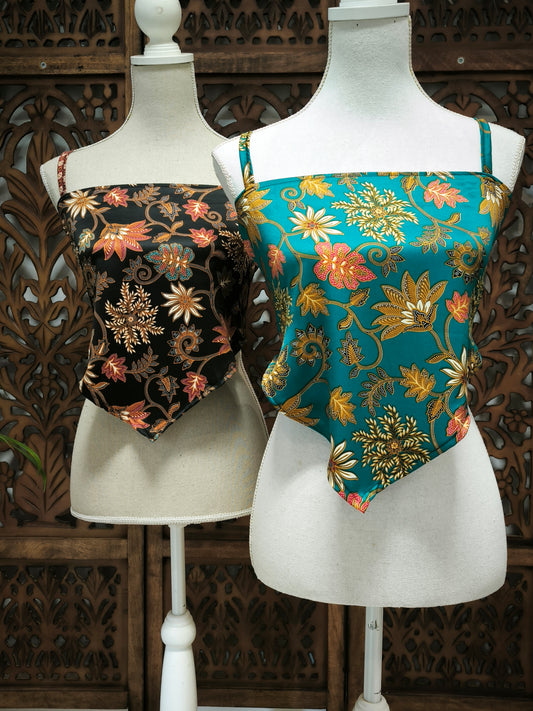 Batik top - zwart
