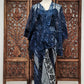 Ruime kebaya blouse, cape, donkerblauw, ook voor grote maten