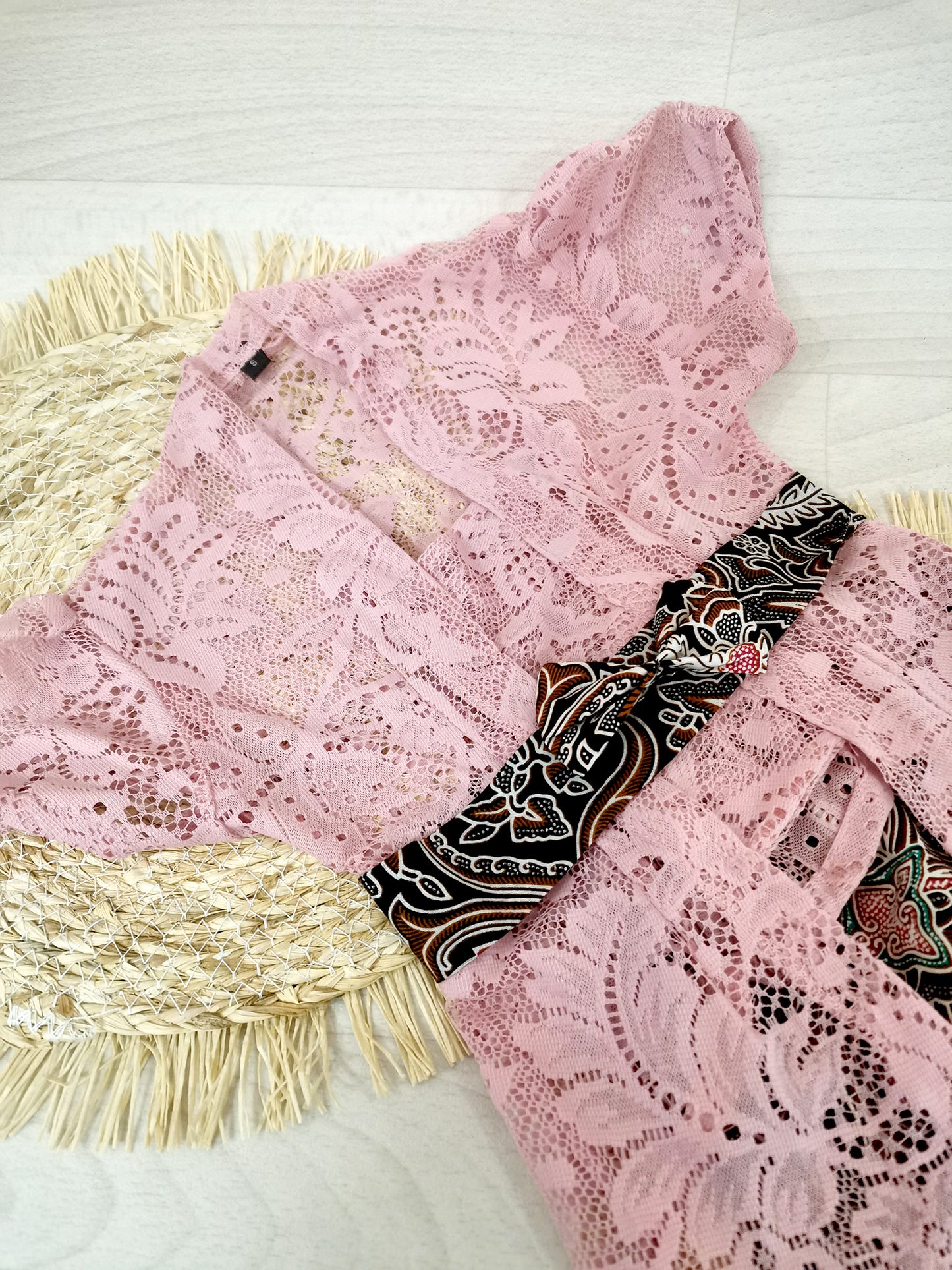Set sarong en kebaya, roze, kindermaten