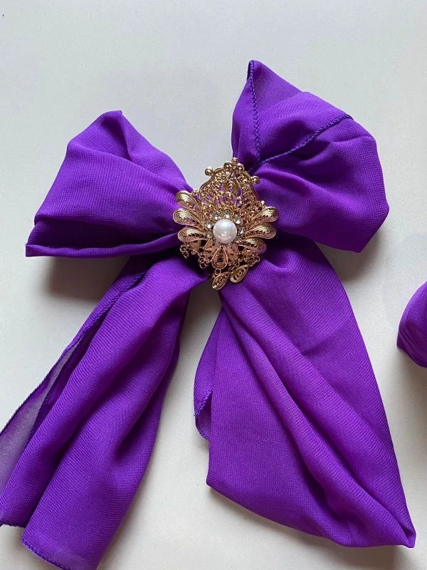 Slendang paars, zonder broche