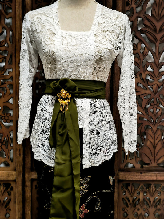 Selendang donkergroen, zonder broche