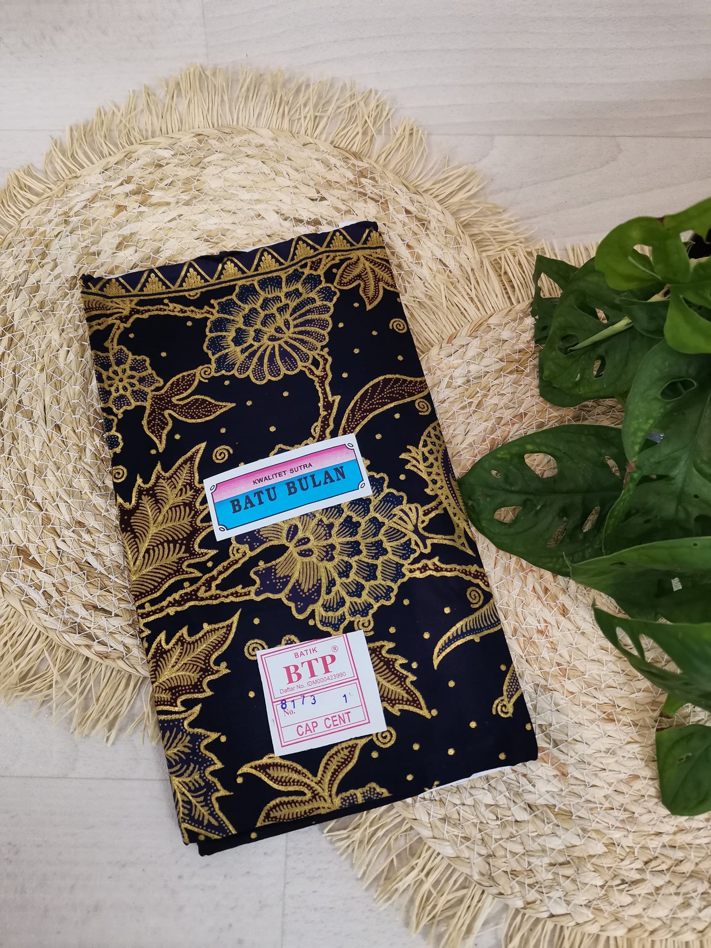 Traditionele sarong Prada Bali Batu Bulan Burung - Navy